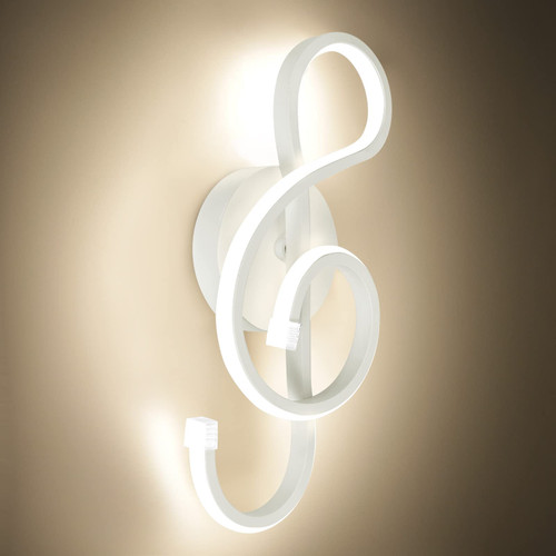 XEYOU 22W Modern Wall Sconce Lighting Indoor LED Creative Wall Light Fixture Music Symbol Art Decoration Wall Lamp for Living Room Bedroom Stair Corridor, White 4500K