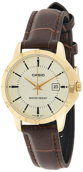 Casio Women's LTP-V004GL-9A Genuine Leather Band Analog Watch