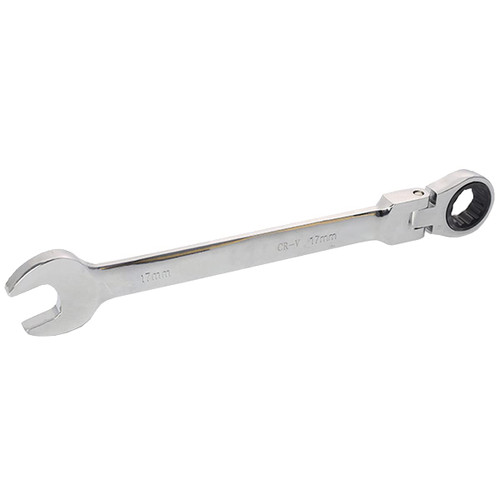 PEIXEN Ratcheting Wrench Flexible Head Ratchet Combination Wrench Metric Hand Tool, 17mm