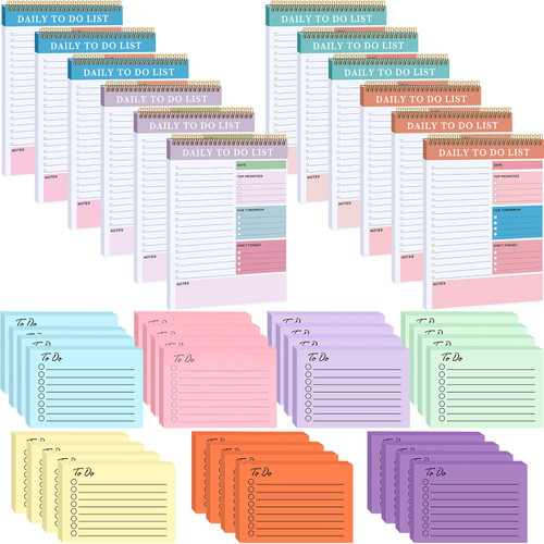 40 Pad to Do List Sticky Notes Notepad 2080 Sheets Daily Planner Note Pad and Self Sticky Note Pads 6.5" x 10'' to Do Notepad for Work 3" x 4'' Sticky Notes with Line for Fridge Home Office Studying