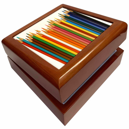3dRose Close Up Of Coloured Crayons or Pencils, Jewelry Box jb-181604-1