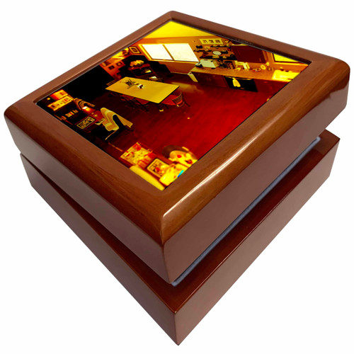 3dRose An View Into a Dining Room and Kitchen with a Table and Chairs Made to Look Miniature, Jewelry Box jb-45383-1