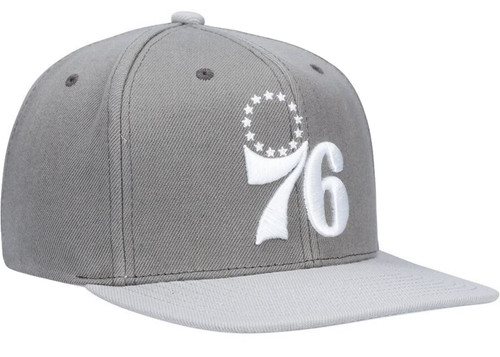Mitchell & Ness Philadelphia 76ers Snapback Hat Adjustable Cap - Retro 11 Cool Grey Mitchell & Ness Philadelphia 76ers Snapback Hat Adjustable Cap - Retro 11 Cool Grey