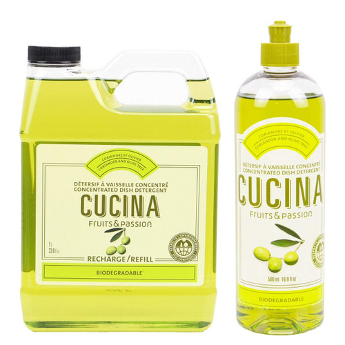 Fruits and Passion Cucina Daily Liquid Dish Detergent Refill Duo Set (Coriander and Olive Tree)