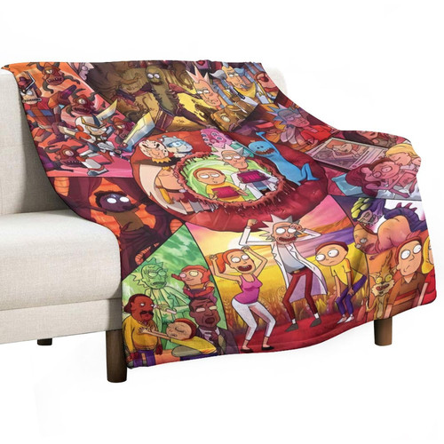 HUMYYTBQ Ri.ck and Mor.ty Blanket Super Ultra-Soft Flannel Throw Bed All Seasons Air Conditioner Blankets for Living Room Couch Sofa Fleece Gifts for Kids Adult 50"x60"