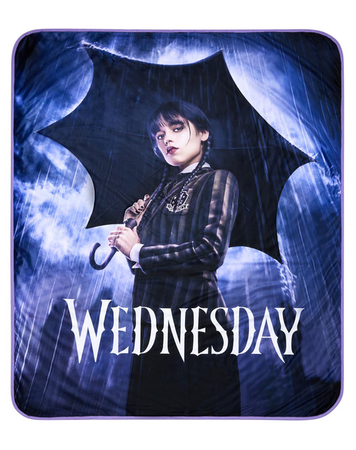 Spirit Halloween Wednesday Addams Fleece Blanket | Officially Licensed | The Addams Family | Wednesday Series