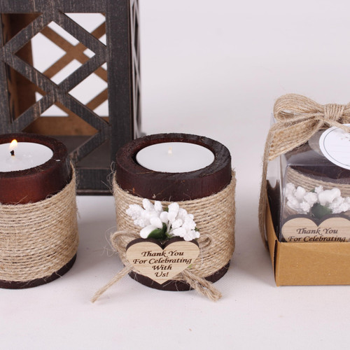 Pack of 10 Wood Tealight Candle Holder, Bridal Shower Tealight Holder Thank You Gifts, Wedding Party Favors for Guests, Wooden Cylinder Candle Holders for Table Centerpiece (Heart Tag, Dark Brown) Pack of 10 Wood Tealight Candle Holder, Bridal Shower Tealight Holder Thank You Gifts, Wedding Party Favors for Guests, Wooden Cylinder Candle Holders for Table Centerpiece (Heart Tag, Dark Brown)