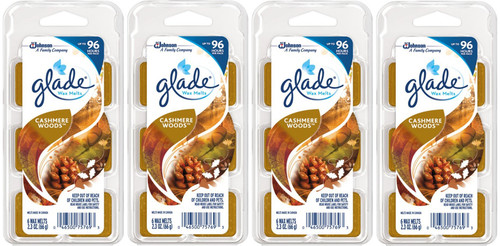 Glade Wax Melts - Cashmere Woods - 6 Count - Net Wt. 2.3 OZ (66 g) Each - Pack of 4 (24 Melts Total)