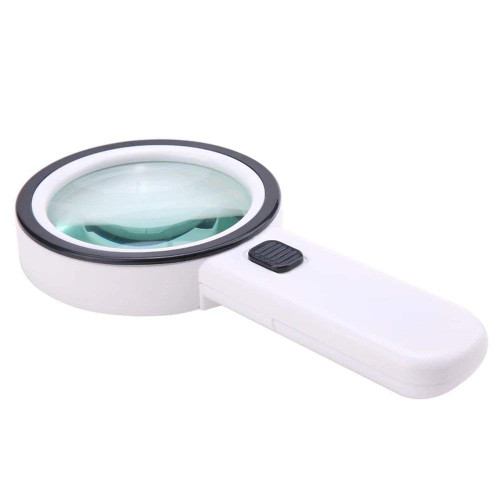 FairUo Magnifying Glasses,Magnifying Glass with Light, 30X High Magnification Optics Hd Glass Lens Handheld Magnifier for Seniors Low Vision Books Pages Magazines Newspapers Maps, Reading Identificati