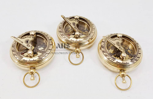 A HALLOWEEN STORE Set of 3 Pieces Handmade Brass Push Button Compass -Direction Compass, Brass Pocket Navigation Sundial Compass, Pirate Gift Compass Birthday Gift Easter Gift (Sundial Polished) A HALLOWEEN STORE Set of 3 Pieces Handmade Brass Push Button Compass -Direction Compass, Brass Pocket Navigation Sundial Compass, Pirate Gift Compass Birthday Gift Easter Gift (Sundial Polished)