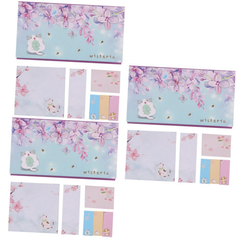 STOBOK 3 Sets Message Page Markers Tabs Flower Repositionable Note Tabs Removable Sticky Page Flags Kawaii Lip Gloss Kits Mini Notepad Paper Notes Stickers Earth Tones Sheet