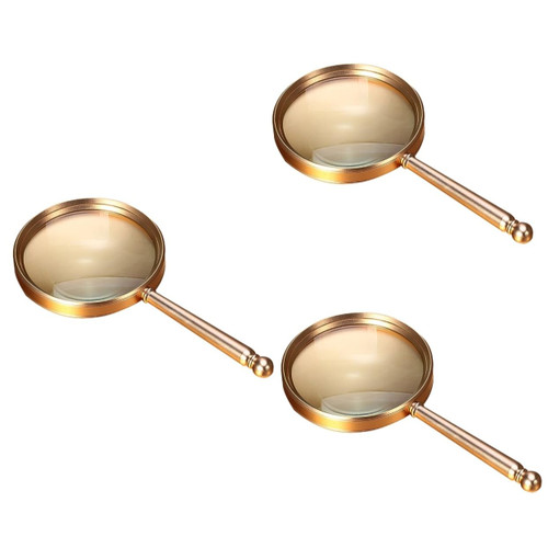 Hemoton 3 pcs Metal Magnifying Glass Reading Magnifier Handheld Magnifying Glass Old People Magnifier Portable Magnifier Mini Magnifying Glass Handheld Magnifier Frame Full Metal Elder
