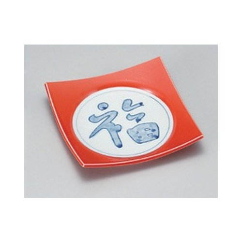 ???????(Setomonohonpo) Square Plate, Persimmon Glaze 4-Way Plate, Large, 6.7 x 6.7 x 1.3 inches (17 x 17 x 3.2 cm), Restaurant, Ryokan, Japanese Tableware, Restaurant, Commercial Use