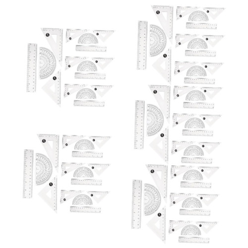 MAGICLULU 20 Sets Transparent 15cm Ruler Math Measuring Tool School Rulers Geometry Protractor 6 Inch Ruler Math Protractor Math Ruler Drafting Tools Drawing Ruler Student Triangle Plastic