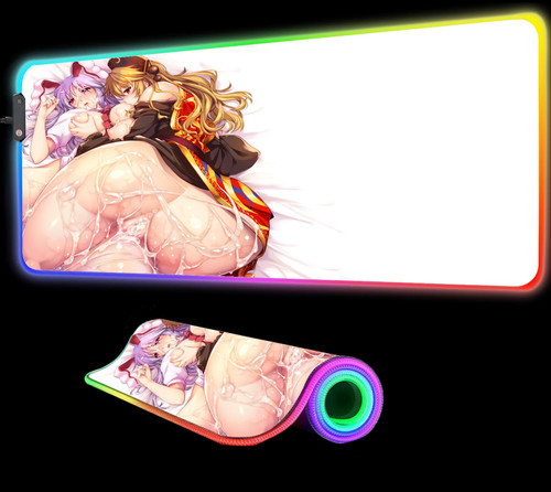Mouse Pads Anime Girl Sexy Boobs RGB Gaming Mouse Pad Gamer Computer Large Desk Keyboard LED Pc Mat with Backlight 31.49x12 inche,Color3
