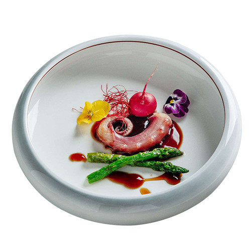 ramen bowl set,fruit bowl,ramen bowl,large serving bowls,Large Pasta Salad Serving Bowl,Serving Plates for Curry Dishes,Large Dinner Plates,Soup Plates-Grey and white-1200ml,25x25x5cm (Color : Grey a