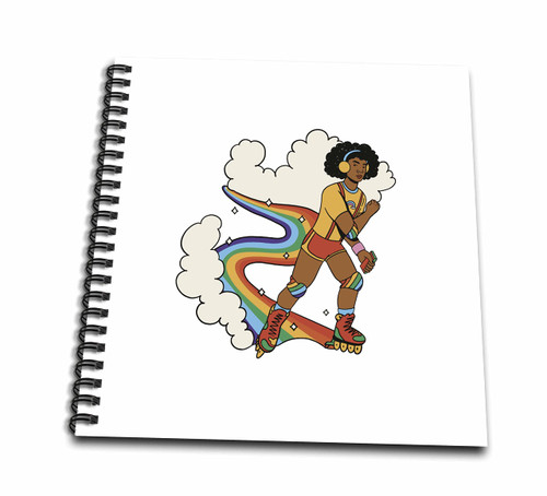3dRose Cassie Peters Digital Art - Roller Skating on Rainbow - Drawing Books (db_358715_1)