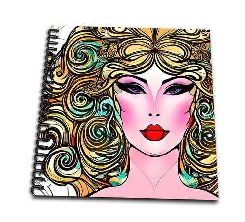 3dRose Art Nouveau Woman. Chic Pink Lady with Golden Hair Elegant Gift - Drawing Books (db-376018-1) 3dRose Art Nouveau Woman. Chic Pink Lady with Golden Hair Elegant Gift - Drawing Books (db-376018-1)