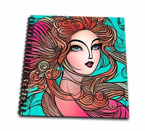 3dRose Art Nouveau Woman. Abstract Queen of Ocean Waves with red Hair... - Drawing Books (db-376030-1) 3dRose Art Nouveau Woman. Abstract Queen of Ocean Waves with red Hair... - Drawing Books (db-376030-1)