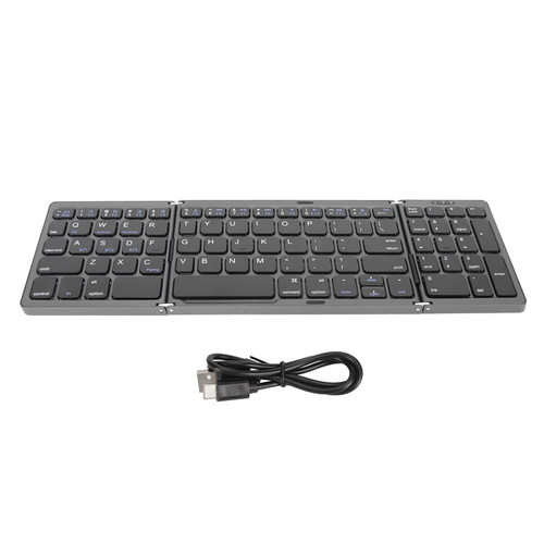 Cyrank Foldable Bluetooth Keyboard with NumberPad, Triple Fold Multiple Device Wireless Keyboard Ultra Slim Portable Folding Travel Keyboard for Laptop Tablet Phone(02)