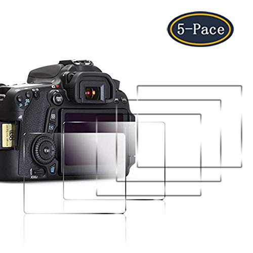 FitHom Screen Protector Compatible Canon EOS 1200D T5 Kiss X70 X80 Digital SLR Camera 9H Optical Hard Tempered Glass Cover Protects Full Cover (5 Pack)
