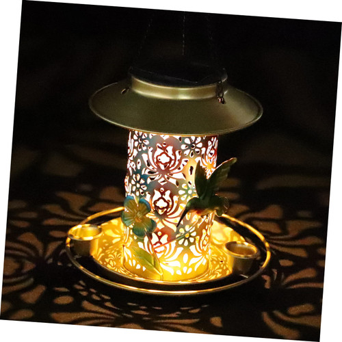 Solar Bird Feeder Solar Lantern Solar Light Birdfeeders Baffle for Bird Feeder Hanging Bird House with Light Garden Bird Feeder Bird Feeding Container Squirrel Hummingbird Metal