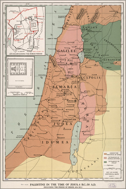 History Galore 24"x36" Gallery Poster, map of Palestine israel at time of Jesus pb1912 History Galore 24"x36" Gallery Poster, map of Palestine israel at time of Jesus pb1912