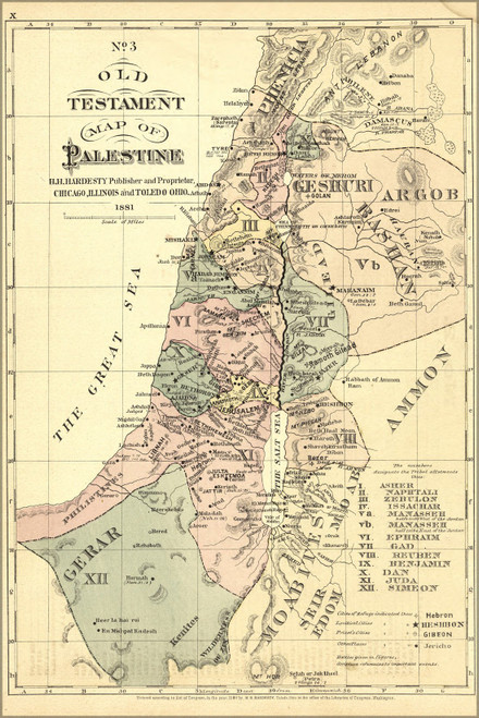 History Galore 24"x36" Gallery Poster, old testament map palestine israel holy land 1881