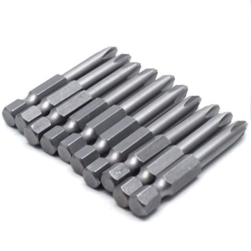 Mecion 10Pcs 4x50mm 1/4" Hex Shank 5mm PH2 Magnetic Phillips Head Screwdriver Bits S2