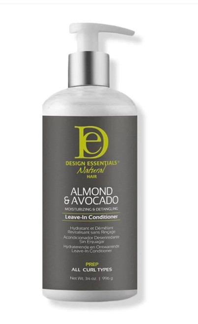 Design Essentials Natural Almond & Avocado, Moisturizing & Detangling Leave-In Conditioner, 32 Ounce
