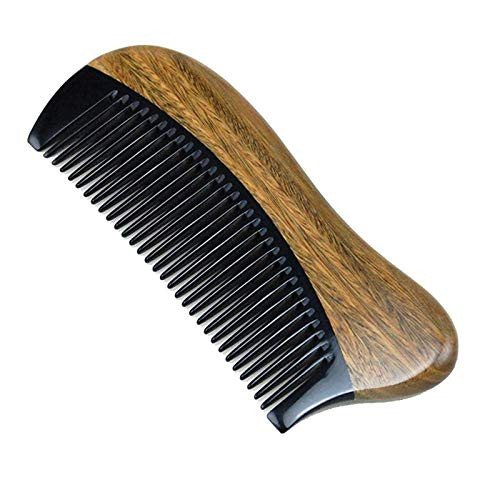 GLOYER Wooden comb Natural Hair Comb - No Static Wooden Fine Tooth Black Buffalo Horn Comb
