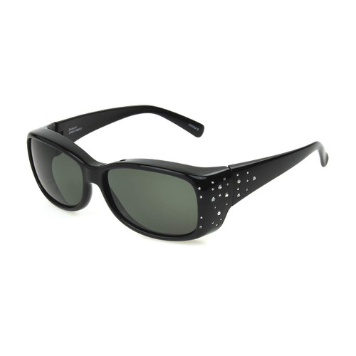 Dioptics Women's Haven Dahlia Fits Over Sunglasses Polarized Rectangular, Black, 52 mm + 0