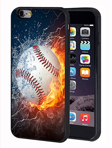 iPhone 6 Plus Case,iPhone 6S Plus Case,BWOOLL Burning Baseball Fire and Water TPU Protective Cover for Apple iPhone 6 Plus/iPhone 6S Plus - 5.5 inch