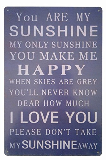 ERLOOD You Are My Sunshine Vintage Tin Sign Wall Decor 20 X 30 Cm