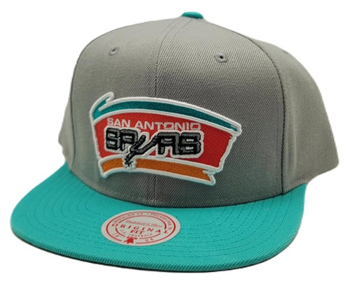 Mitchell & Ness San Antonio Spurs New HWC 2Tone Gray Teal Era Snapback Hat Cap Mitchell & Ness San Antonio Spurs New HWC 2Tone Gray Teal Era Snapback Hat Cap