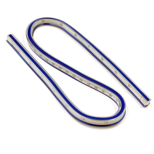 T&B 20 Inch (50cm) Flexible Curve Ruler Helix Drafting Drawing Measure Tool Soft Plastic Tape Measure Ruler Blue/White