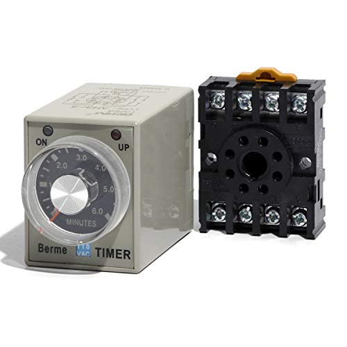0-6 Minutes Time Range AC 110V AH3-3 Time Delay Relay Switch with Base PF083A 8P Terminals