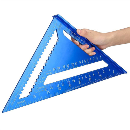 HEIMP Precision Woodworking Tools Ruler 7inch 12 inch Metric Angle Ruler Aluminum Alloy Triangular Measuring Ruler Woodwork Speed Square Triangle Angle Protractor Ruler (Size : 12 inch Metric)