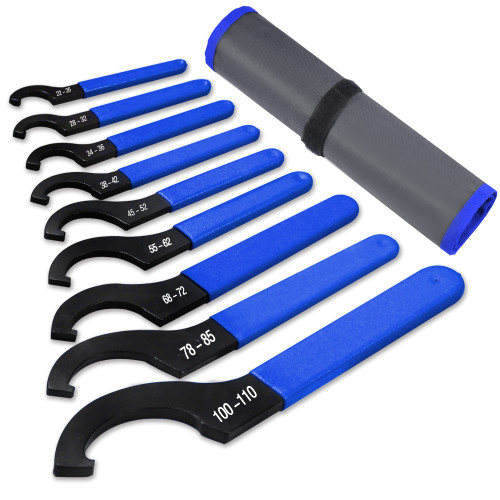 AutoWanderer Tool Coilover Wrench, Adjustable Spanner Wrench Set Universal Carbon Steel Shock Spanner for Most Coil Over Shock Adjustments