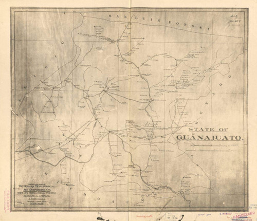 Historic Prints 20" x 24" Map of Guanajuato State Historic Prints 20" x 24" Map of Guanajuato State