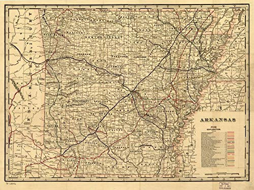 Historic Prints 18" x 24" 1895 Map of Arkansas Cram's Township & Railroad Historic Prints 18" x 24" 1895 Map of Arkansas Cram's Township & Railroad