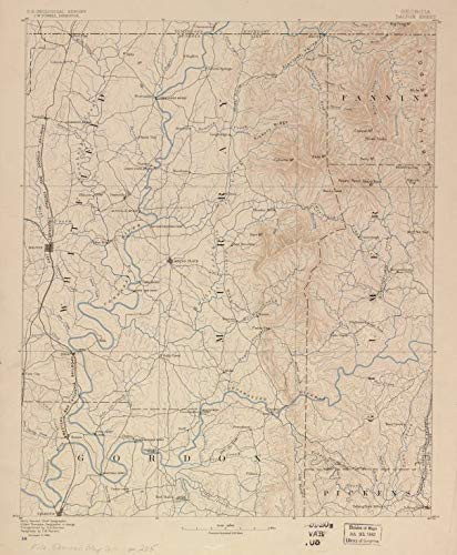 Historic Prints 20" x 24" 1886 Map of Georgia Dalton Sheet