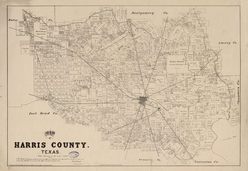 Historic Prints 16" x 24" 1879 Map of Harris County Texas Historic Prints 16" x 24" 1879 Map of Harris County Texas