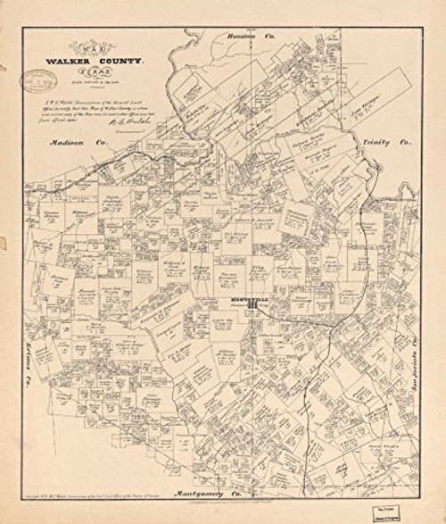 Historic Prints 20" x 24" 1879 Map of Walker County Texas Historic Prints 20" x 24" 1879 Map of Walker County Texas