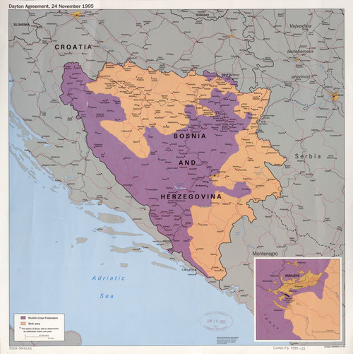 Historic Prints 24" x 24" 1995 Map of The Bosnia & Herzegovina Dayton Agreement