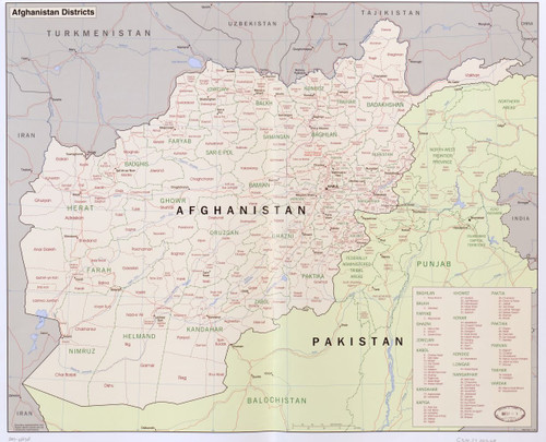 20" x 24" 2003 Map of Afghanistan Districts 20" x 24" 2003 Map of Afghanistan Districts