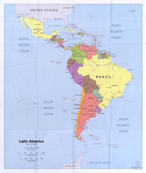 Historic Prints 20" x 24" 2006 Map of Latin America