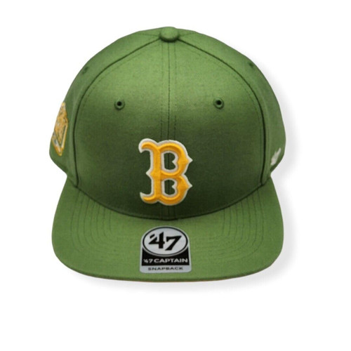 Boston Red Sox Fatigue Green Sure Shot Captain Adjustable Snapback Cap - MLB Flat Bill Structured Hat