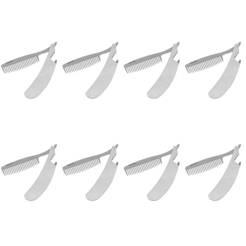 FOMIYES 8 Pcs Folding Comb Beard Comb Mustache Grooming Mini Portable Comb Anti Pocket Hair Comb Metal Hair Comb Hair Styling Comb Mustache Brush Modeling Travel Stainless Steel Small Comb