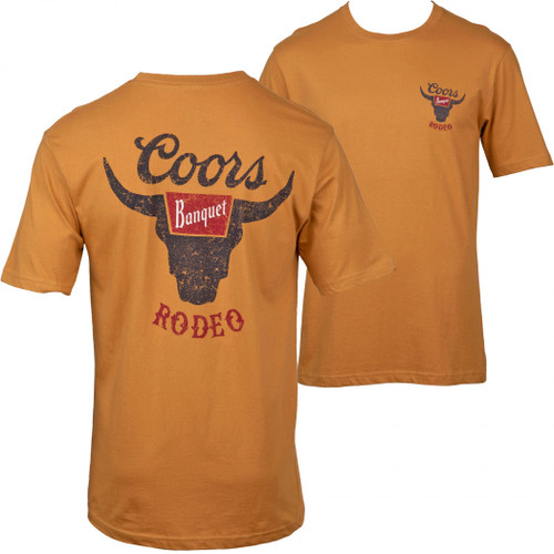 Coors Banquet Rodeo Logo Distressed Front and Back Print T-Shirt (as1, alpha, l, regular, regular, Large)